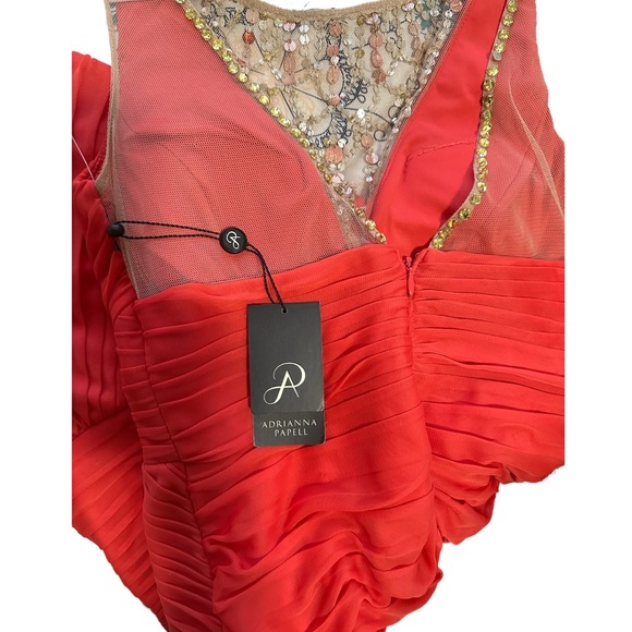 NWT Adrianna Papell Women’s Jeweled Coral Back Zipper Dress Size 4 Color Man - Picture 6 of 7
